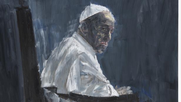 Yan Pei-Ming: Papst Franziskus (Ausschnitt), 2014