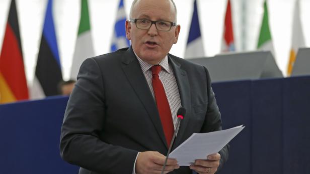 European Commission First Vice-President Timmermann addresses the European Parliament in Strasbourg