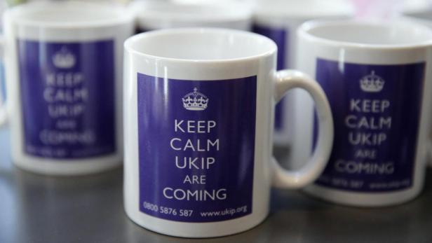 &quot;Bleib ruhig, UKIP kommt&quot;: Tassen als Wahlwerbung