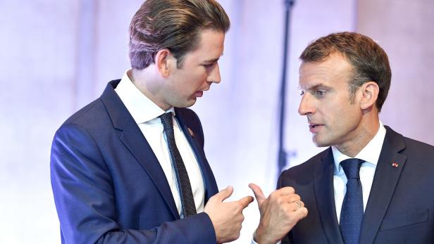 Österreichs Kanzler Kurz mit Frankreichs Präsidenten Macron