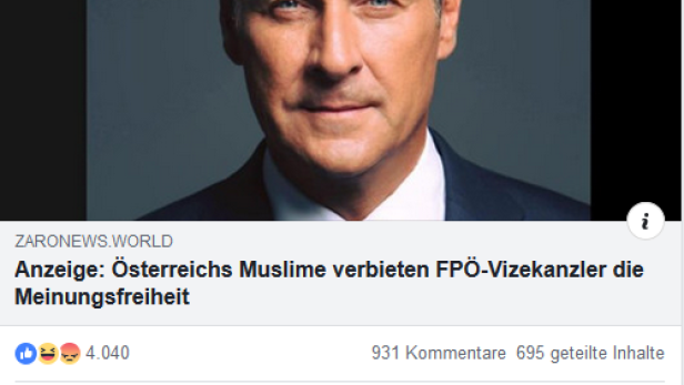 Screenshot von Straches Facebook-Posting