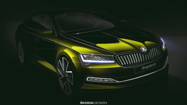Skoda: Erste Design-Skizze zeigt neues Superb-Gesicht