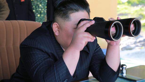 North Korea's leader Kim Jong Un supervises a military drill in North Korea