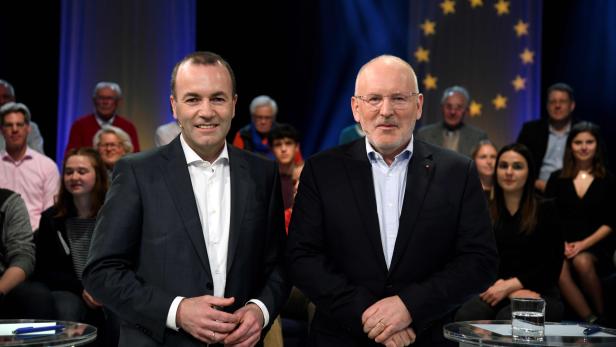 Die europäischen Spitzenkandidaten Manfred Weber und Frans Timmermans.