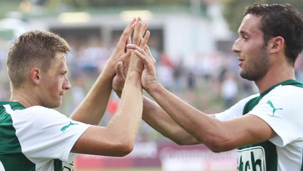 Treffsicher: Grgic (li.) und Pink erzielten drei der vier Mattersburger Tore.
