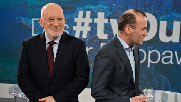 Timmermans (links) und Weber im ZDF.