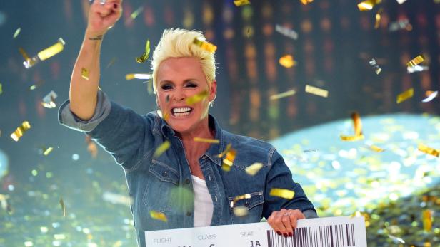 RTL-Show "Ich bin ein Star - Lasst mich wieder rei Die Schauspielerin Brigitte Nielsen freut sich über ihren Sieg.