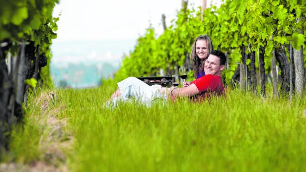 Melanie und Michael Lehrner bieten einen Urlaub, der alle Stückeln spielt – vom Weingenuss, über Wandern und Picknick im Grünen bis zur Wein-Träumerei im Boxspringbett.