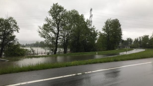 Die Auffahrt Dornbirn-Nord zur Rheintalautobahn (A14) wurde überflutet