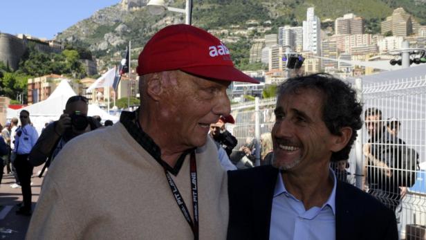 Niki Lauda und Alain Prost am Rande des Monaco-GP im Jahr 2013