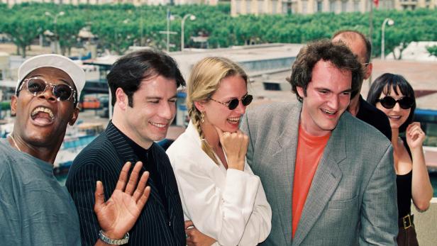 Quentin Tarantino (re.) gewann vor 25 Jahren die Goldene Palme für „Pulp Fiction“ in Cannes