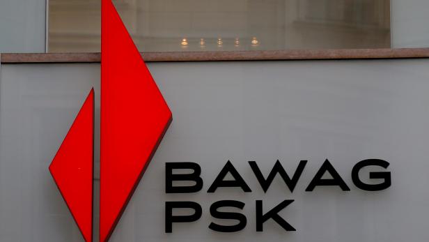FILE PHOTO: The BAWAG bank logo on one of its branches in Vienna