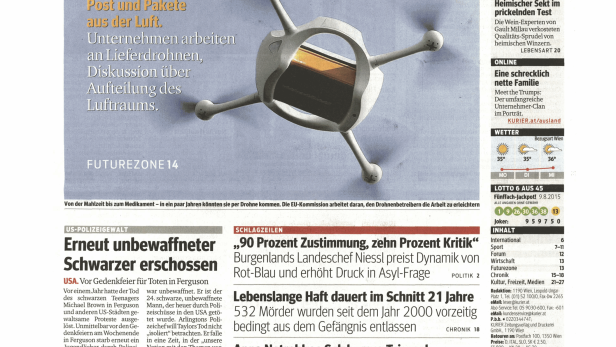 Schlagzeile vom 10.08.2015Drohnen im AnflugKurier