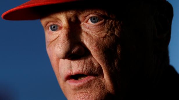 FILE PHOTO: Niki Lauda, President of Niki low cost airline and former World Champion Formula One driver, answers journalists questions at the Vienna international Airport