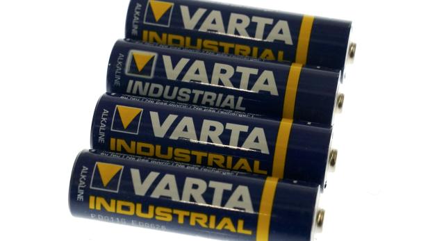 FILE PHOTO: Varta battery cells are displayed in this picture illustration