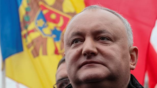 FILE PHOTO: Moldovan President Dodon attends an anti government rally of Moldova's Socialist Party in central Chisinau