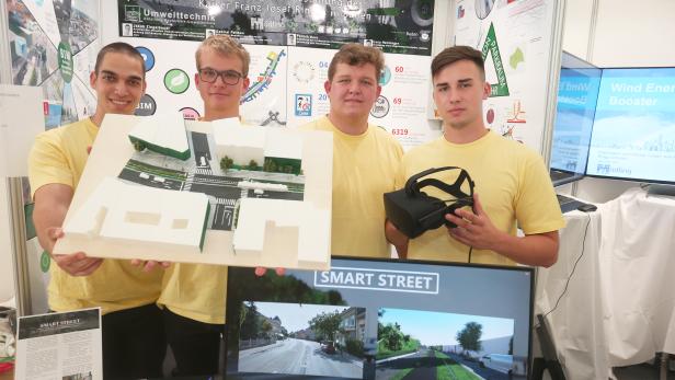 Modell und VR-Bilder für einen grüneren Badener Straßenabschnitt von Jakob Ziegelbauer, Gabriel Pelikan, Patrick Dorn, Luca Henninger aus der HTL Mödling