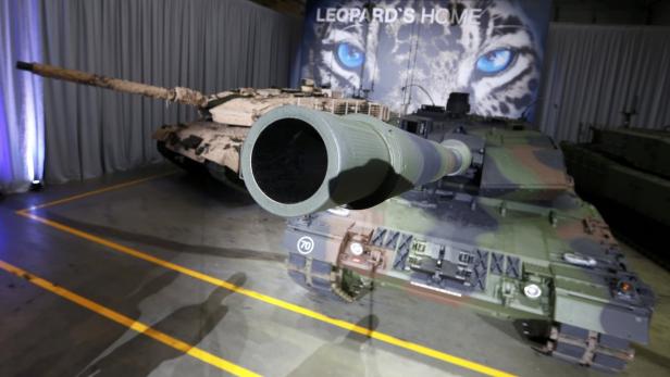 Ein KMW-Leopard-Panzer – die deutsche Firma fusionierte kürzlich mit Nexter Systems aus Frankreich.