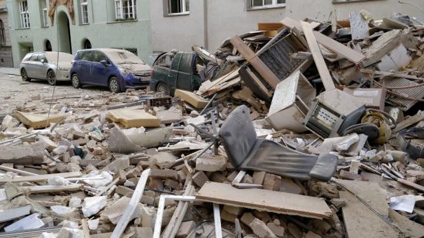 Das Haus in der Wiener Preßgasse ist zerstört