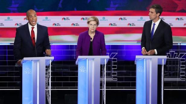 Senator Cory Booker, Senatorin Elizabeth Warren und Beto O&#039;Rourke.