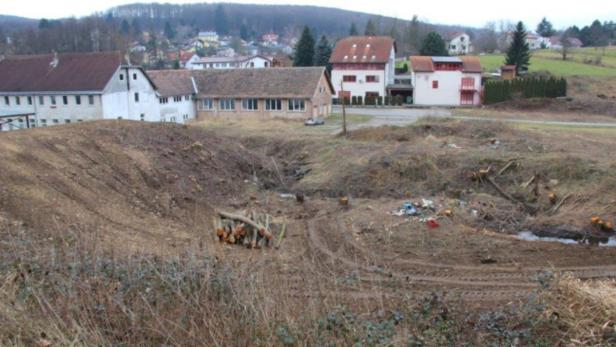 Weit über die Ufer des Baches hinaus wurden Bäume umgeschnitten