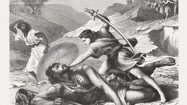 David besiegt den Philister Goliath