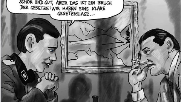 Wiener Cartoonist zeichnet Kurz in NS-Uniform