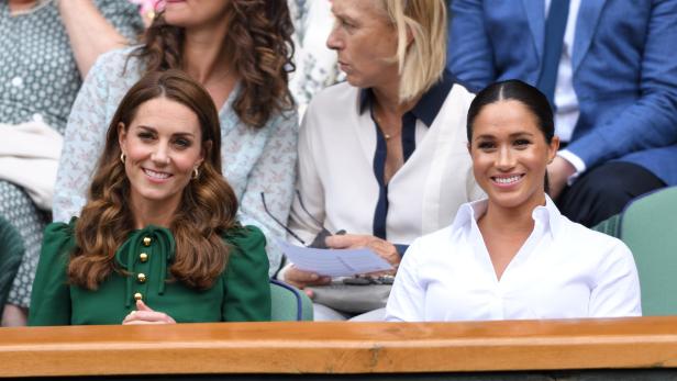 Kate und Meghan beim Frauen-Finale in Wimbledon am 13. Juli in London.