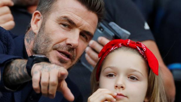 David Beckham und Tochter Harper bei der Fußball-WM der Frauen.