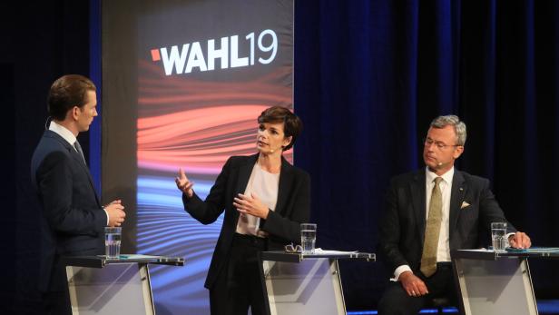 ÖVP-Chef Sebastian Kurz, SPÖ-Chefin Pamela Rendi-Wagner, FPÖ-Chef Norbert Hofer