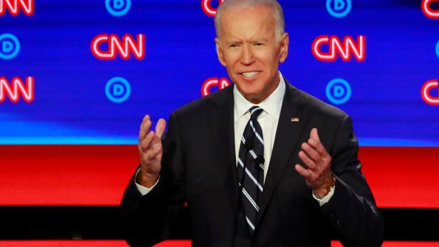 FILE PHOTO: Former Vice President Joe Biden speaks on the second night of the second 2020 Democratic U.S. presidential debate in Detroit