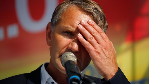 Bjoern Hoecke of Germany's far-right Alternative for Germany (AfD) party speaks during an election campaign of AfD youth organisation Young Alternative for Germany, in Cottbus