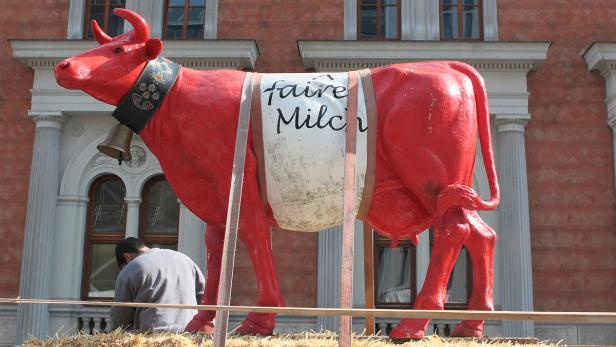 Milchbauern protestieren in März 2016 in Wien.