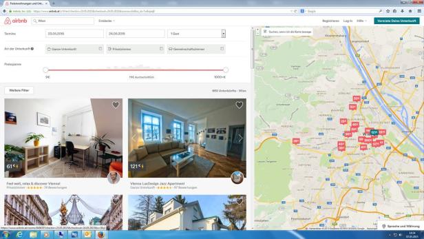 4.961 Übernachtungsmöglichkeiten gibt es auf Airbnb für Wien.