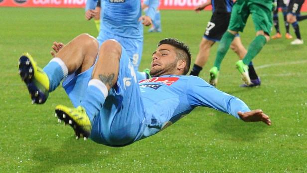 Napoli-Akteur Lorenzo Insigne nach seinem Treffer zum 2:1 gegen Atalanta Bergamo.