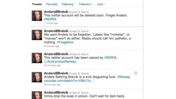 Anders Breiviks Twitter-Konto gehackt