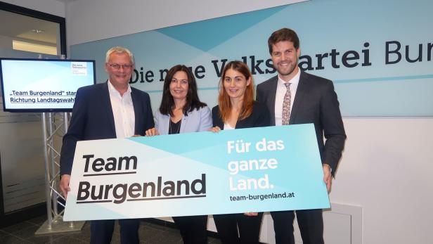 ÖVP-Kandidatinnen für die Landtagswahl: Melanie Eckhart (2.v.l.) und Bäuerin Carina Laschober-Luif mit Thomas Steiner (l.) und Christoph Wolf