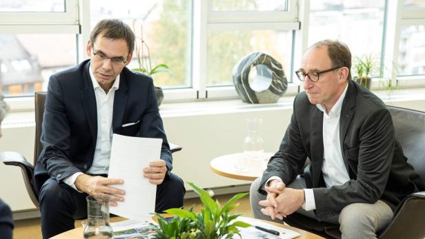 Markus Wallner und Grünen-Chef Johannes Rauch im KURIER-Doppelinterview