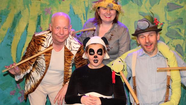 die vier Mitwirkenden des Musicals ab 5 Jahren "Panda Panda"