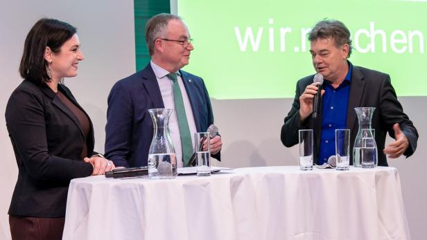 Ex-Umweltministerin Elisabeth Köstinger, Stefan Pernkopf, Präsident des Ökosozialen Forums, und Grünen-Chef Werner Kogler
