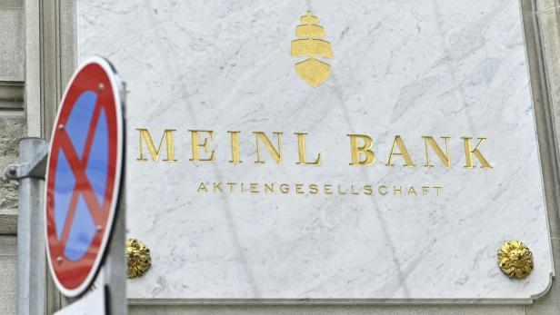 Firmenschild Meinl Bank.