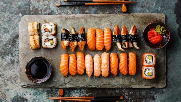 Sushi rolls set for two