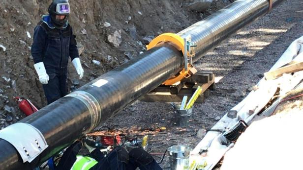 Abschnitt der Pipeline &quot;Balticconnector&quot; in Inkoo, Finnland.