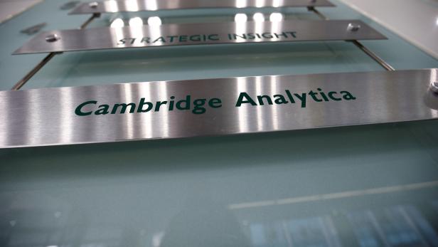 FILE PHOTO: The nameplate of political consultancy, Cambridge Analytica, is seen in central London