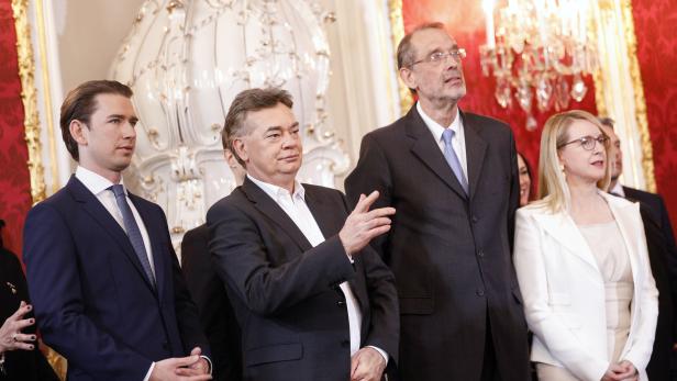 Swearing-in of new Austrian coalition government of OeVP and Green Party