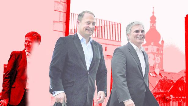 Gute Stimmung bei der Parteispitze vor der heute beginnenden Klubklausur der Roten: Neo-Klubchef Schieder und Kanzler Faymann
