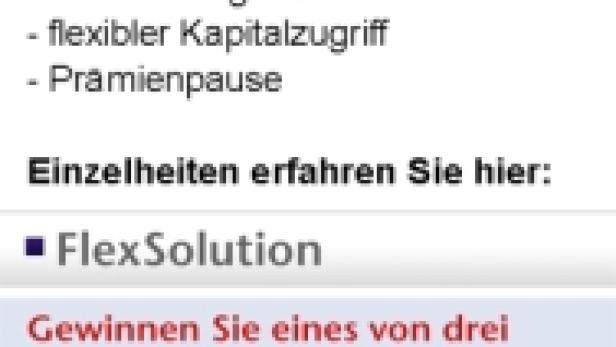 Ein UNIQA FlexSolution-Gewinnspiel mit Skiern als Preis wird beworben.