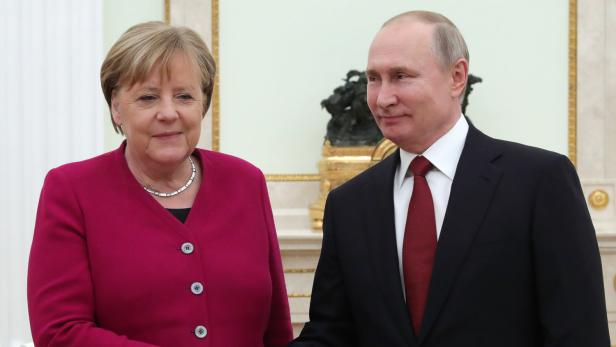Gipfeltreffen in Moskau: Merkel, Putin.