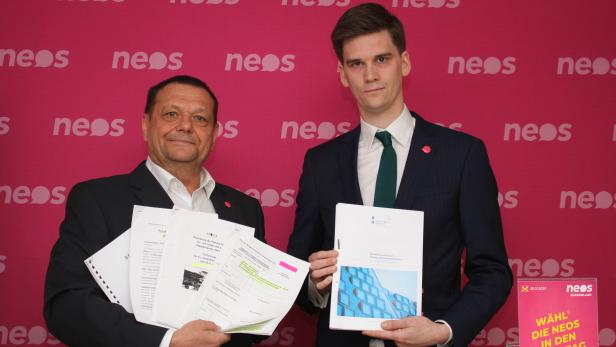 Douglas Hoyos-Trauttmansdorff, Vorsitzender des Rechnungshofausschusses, und NEOS Spitzenkandidat Eduard Posch (l.)