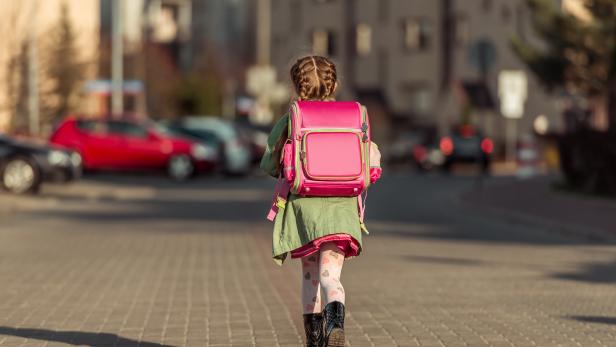 little  girl going to school